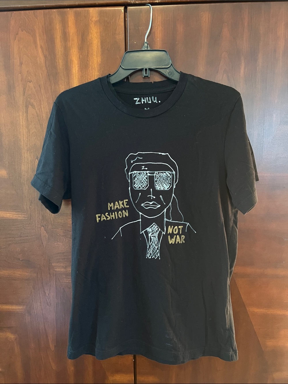 ZHUU Black Graphic Tee - 'Make Fashion Not War'